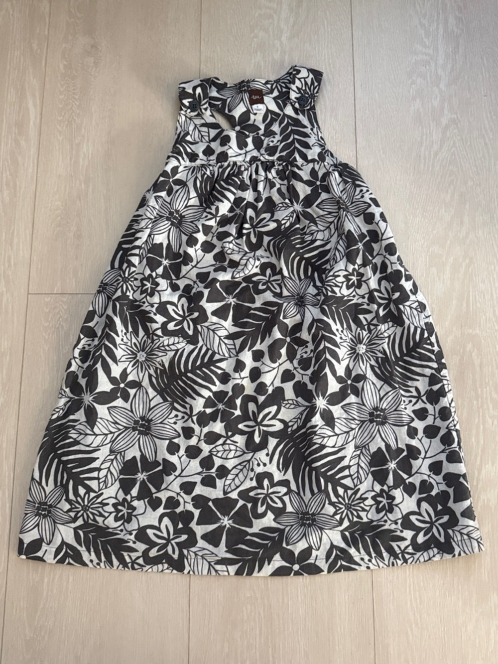tea Girls Black & White Floral Sleeveless Casual Dress
